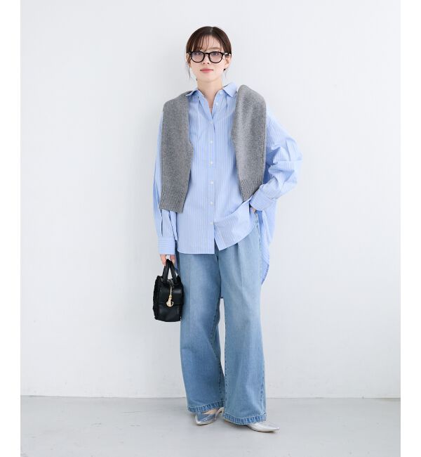  「《WEB限定アイテム》バックギャザーストライプオーバーシャツ」|シャツ・ブラウス|
