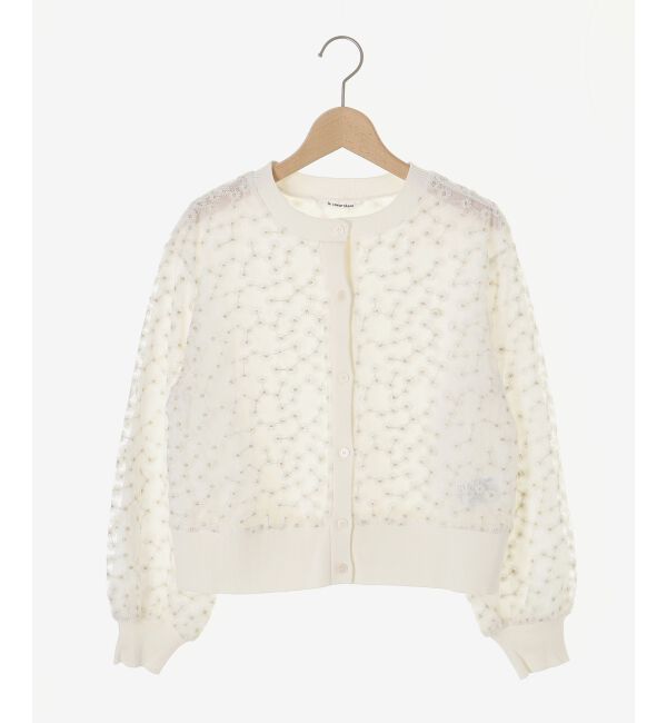  「フラワーレース刺繍ニットカーディガン」|カーディガン|