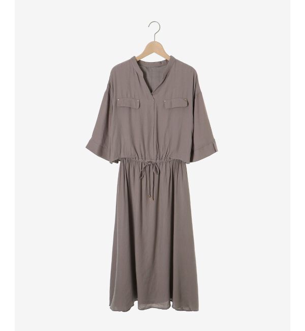  「リネンライクハーフスリーブワンピース」|ワンピース|