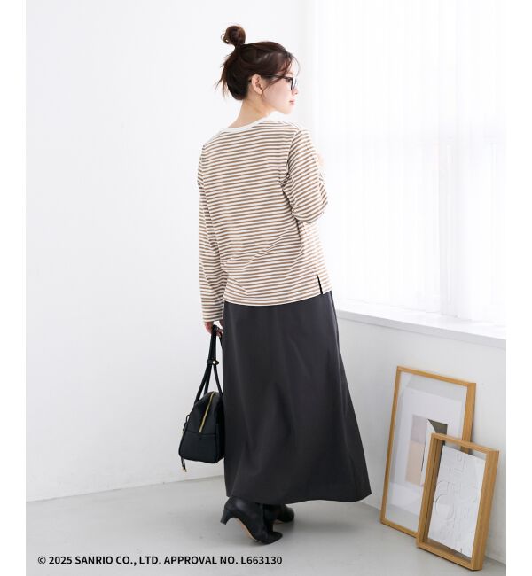  「【HELLO KITTY】Merci刺繍ボーダーロンT」|Tシャツ・カットソー|