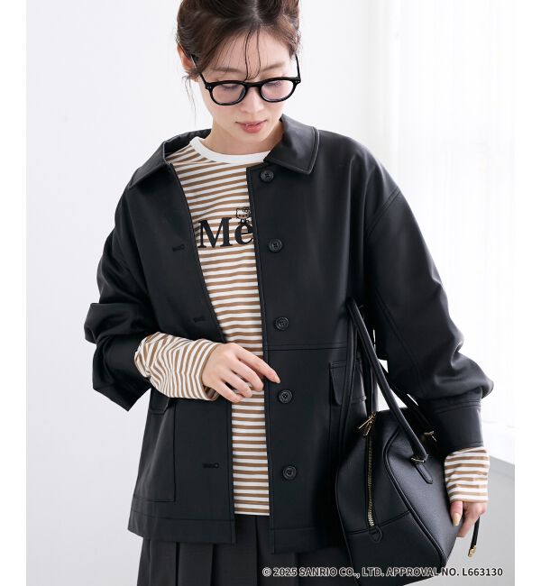  「【HELLO KITTY】Merci刺繍ボーダーロンT」|Tシャツ・カットソー|