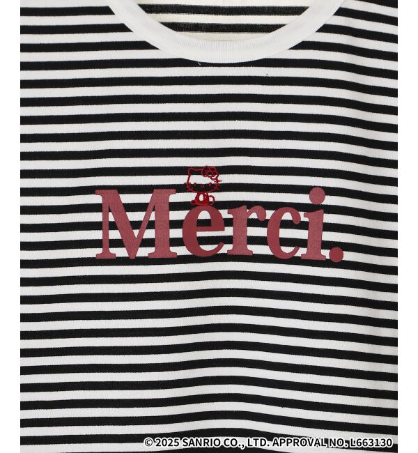  「【HELLO KITTY】Merci刺繍ボーダーロンT」|Tシャツ・カットソー|