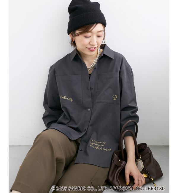  「【HELLO KITTY】レタリング刺繍オーバーシャツ」|シャツ・ブラウス|