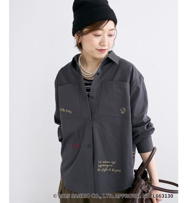  「【HELLO KITTY】レタリング刺繍オーバーシャツ」|シャツ・ブラウス|