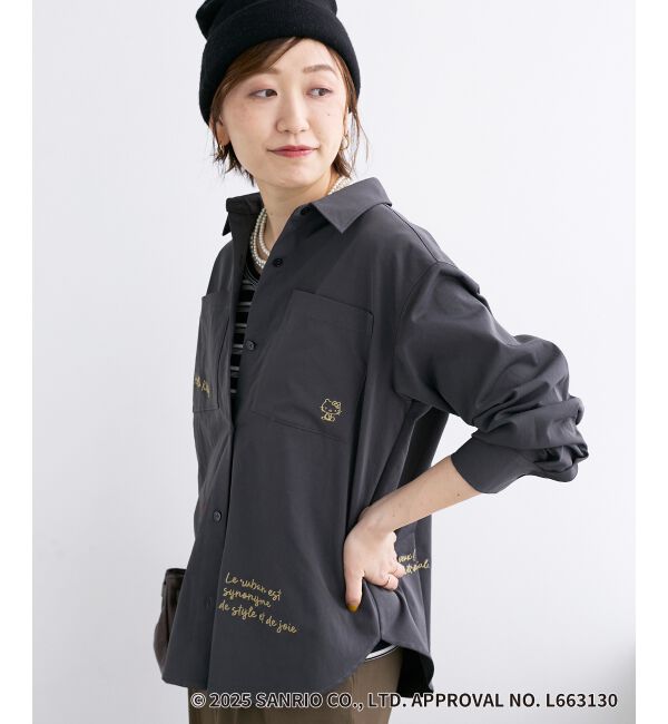  「【HELLO KITTY】レタリング刺繍オーバーシャツ」|シャツ・ブラウス|