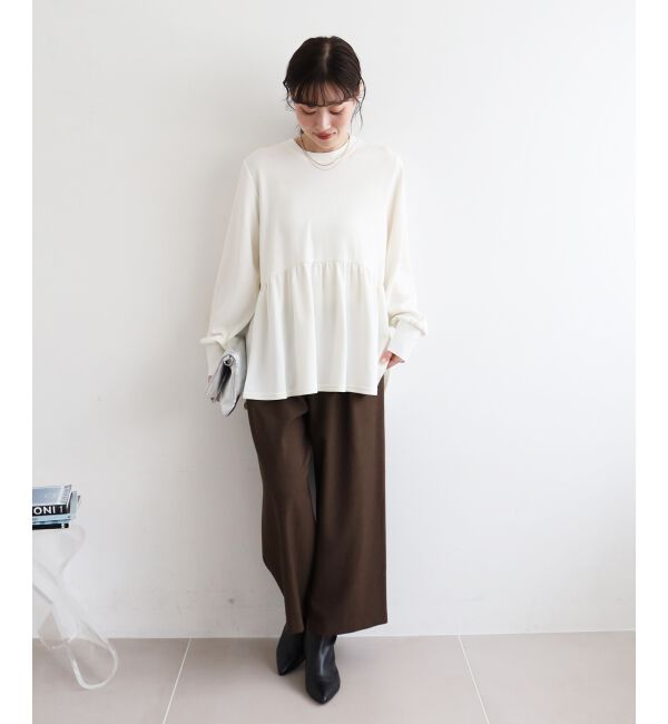  「【吸湿発熱】ギャザーレイヤープルオーバー」|Tシャツ・カットソー|