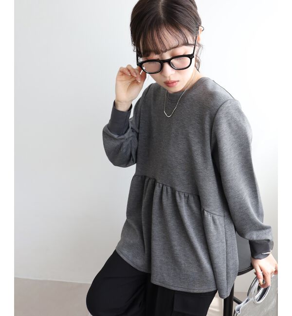  「【吸湿発熱】ギャザーレイヤープルオーバー」|Tシャツ・カットソー|