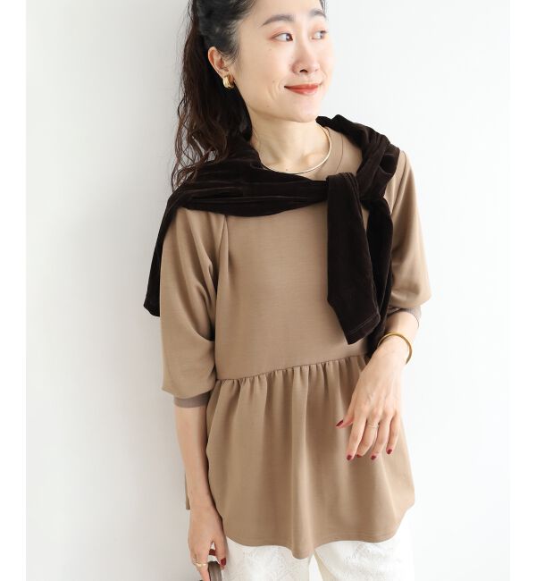  「【吸湿発熱】ギャザーレイヤープルオーバー」|Tシャツ・カットソー|