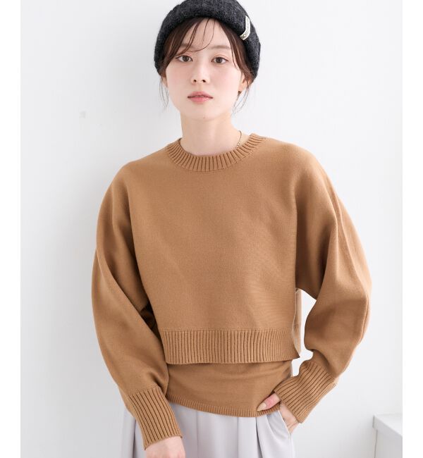  「《手洗い可能》3WAYレイヤードクルーニット」|ニット・セーター|