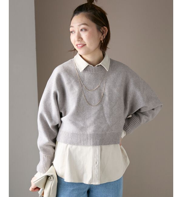  「《手洗い可能》3WAYレイヤードクルーニット」|ニット・セーター|