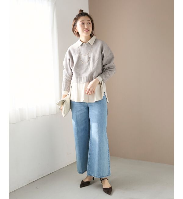  「《手洗い可能》3WAYレイヤードクルーニット」|ニット・セーター|