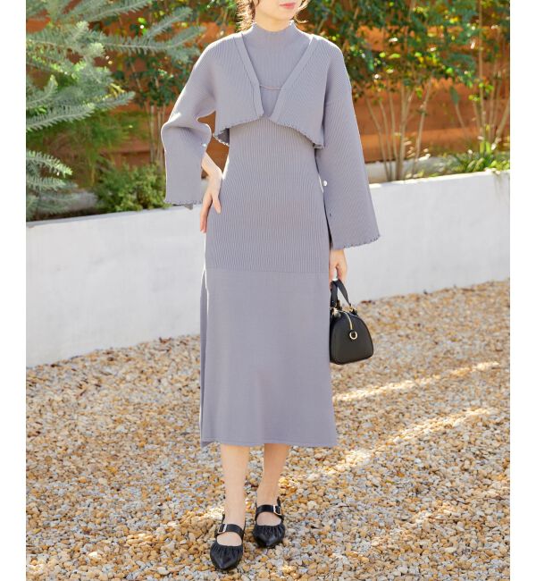 MAJESTICLEGON「プレートカーデsetニットワンピ」|ワンピース|