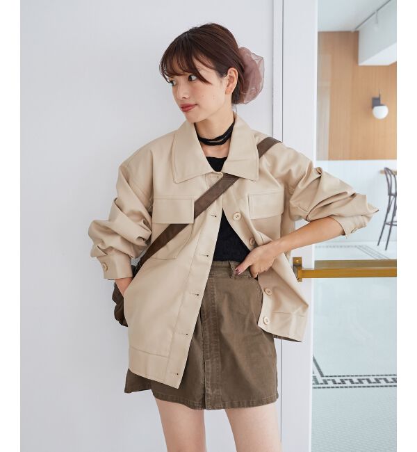 MAJESTICLEGON「フェイクレザーオーバーブルゾン」|ブルゾン・スタジャン|