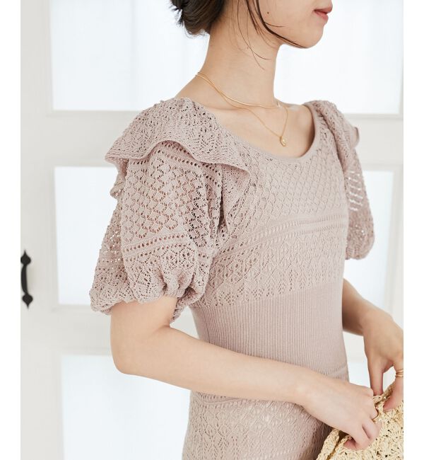 MAJESTICLEGON「スカシ柄ニットワンピース」|ワンピース|