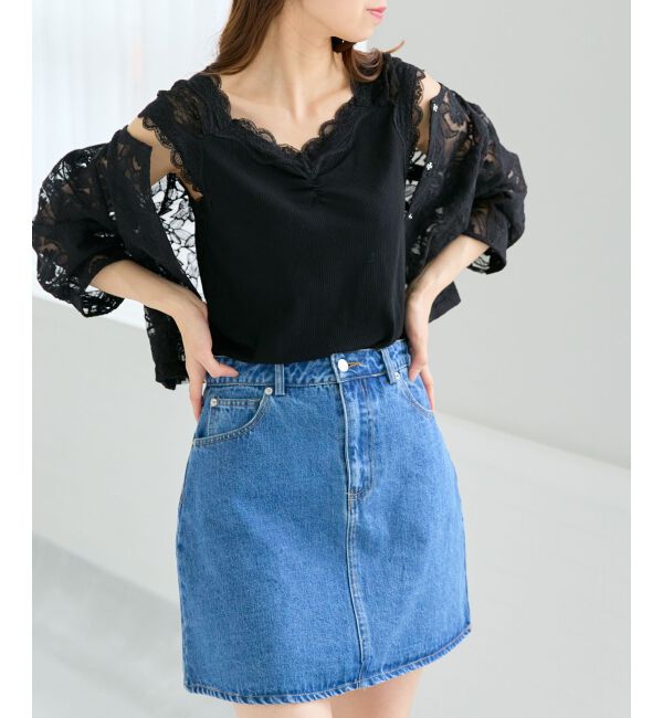 MAJESTICLEGON「ハイウエストデニムミニスカート」|スカート|