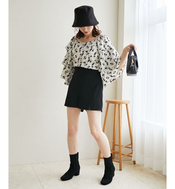 MAJESTICLEGON「フレアーフリルスリーブブラウス」|シャツ・ブラウス|