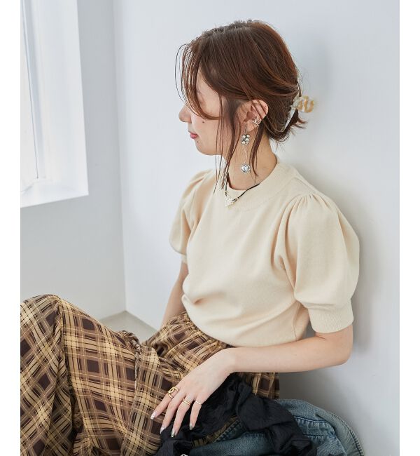 MAJESTICLEGON「パフスリーブニットプルオーバー」|ニット・セーター|アイボリー