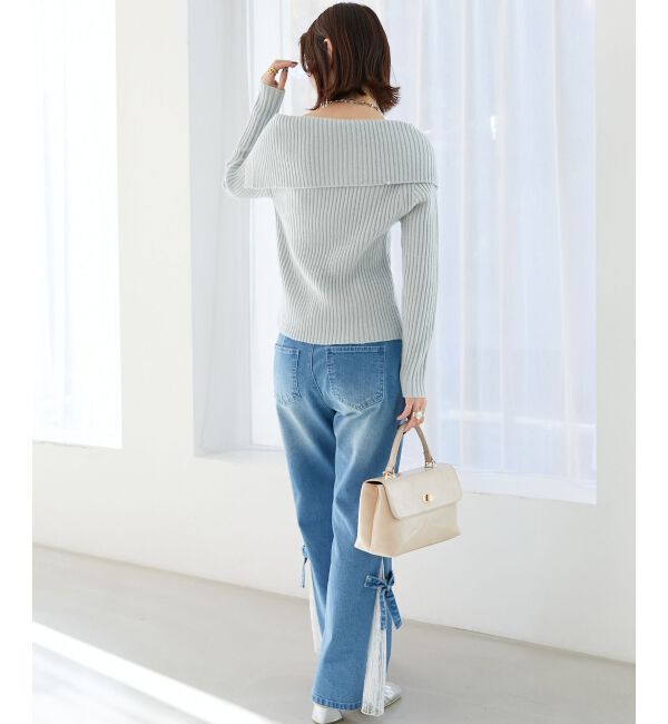  「◎レースベルトセット裾リボンデニム」|デニム|