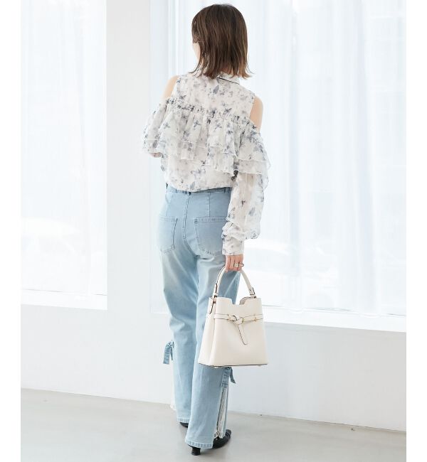  「◎レースベルトセット裾リボンデニム」|デニム|