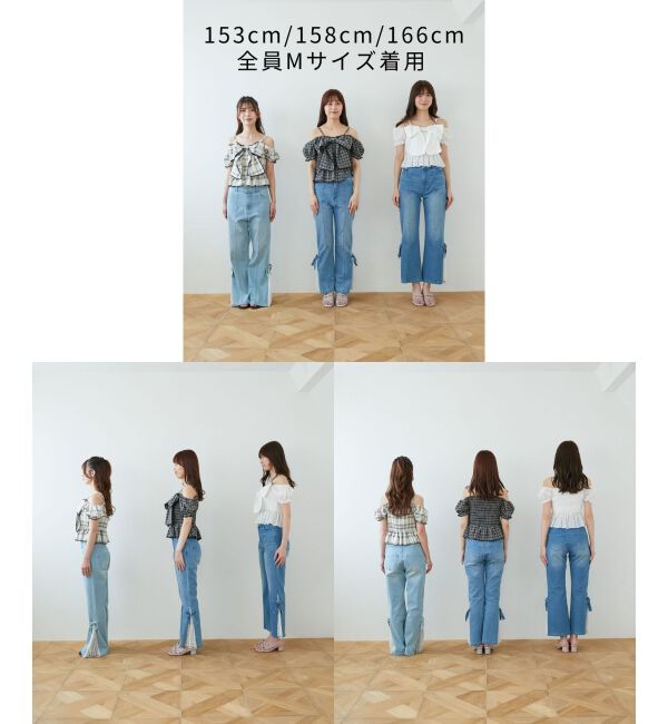  「◎レースベルトセット裾リボンデニム」|デニム|