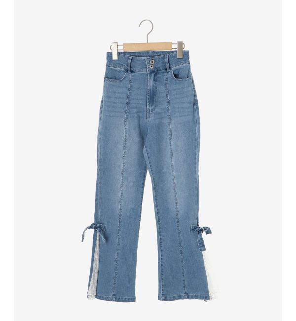  「◎レースベルトセット裾リボンデニム」|デニム|