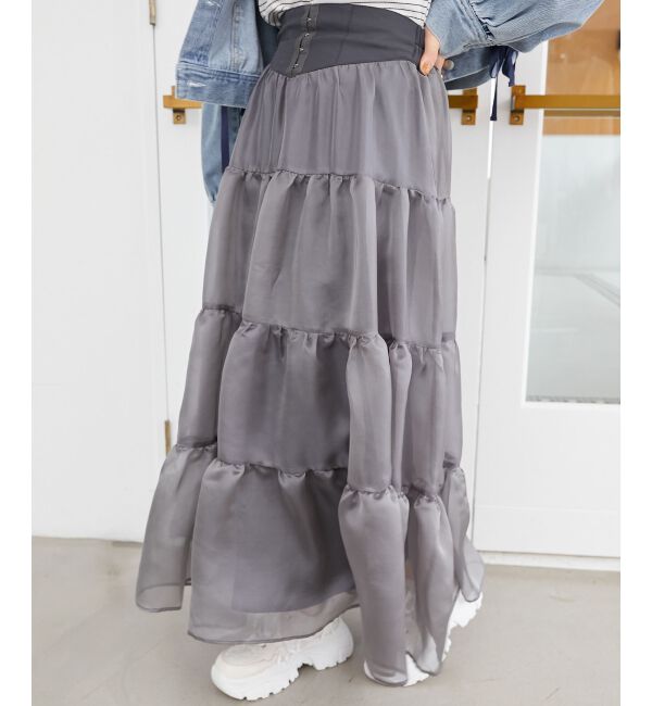 MAJESTICLEGON「コルセットディティールティアードスカート」|スカート|
