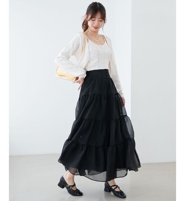 MAJESTICLEGON「コルセットディティールティアードスカート」|スカート|