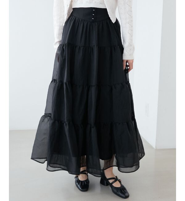 MAJESTICLEGON「コルセットディティールティアードスカート」|スカート|