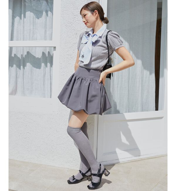  「リボンセットドッキング半袖ニット」|ニット・セーター|