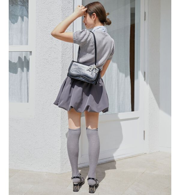  「リボンセットドッキング半袖ニット」|ニット・セーター|