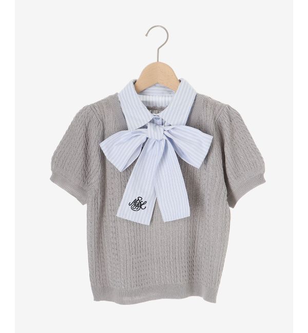  「リボンセットドッキング半袖ニット」|ニット・セーター|