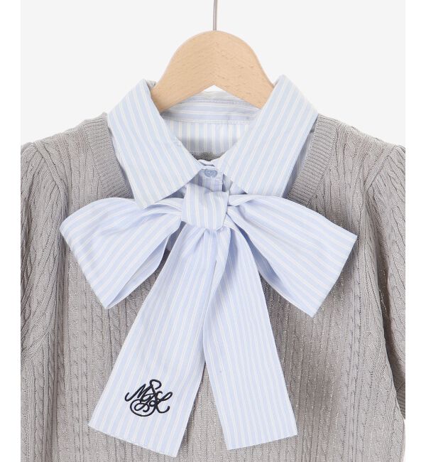  「リボンセットドッキング半袖ニット」|ニット・セーター|