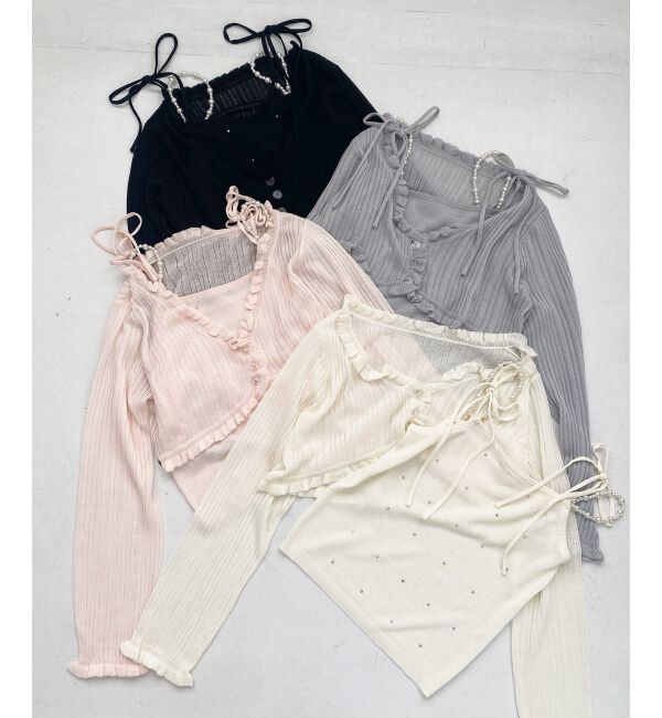  「パールチェーンキャミセットフリルカーデ」|カーディガン|