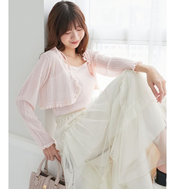  「パールチェーンキャミセットフリルカーデ」|カーディガン|