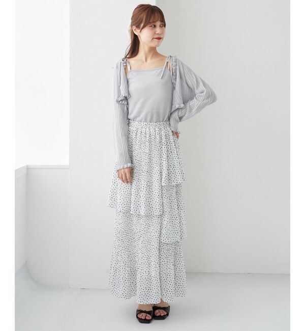  「パールチェーンキャミセットフリルカーデ」|カーディガン|