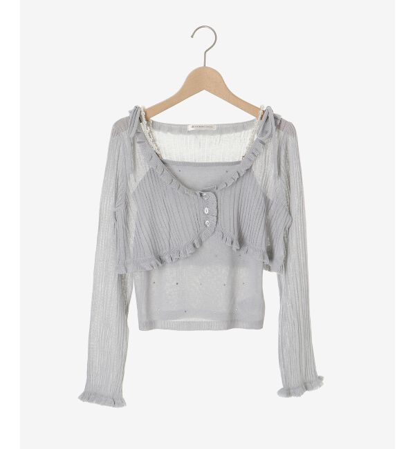  「パールチェーンキャミセットフリルカーデ」|カーディガン|