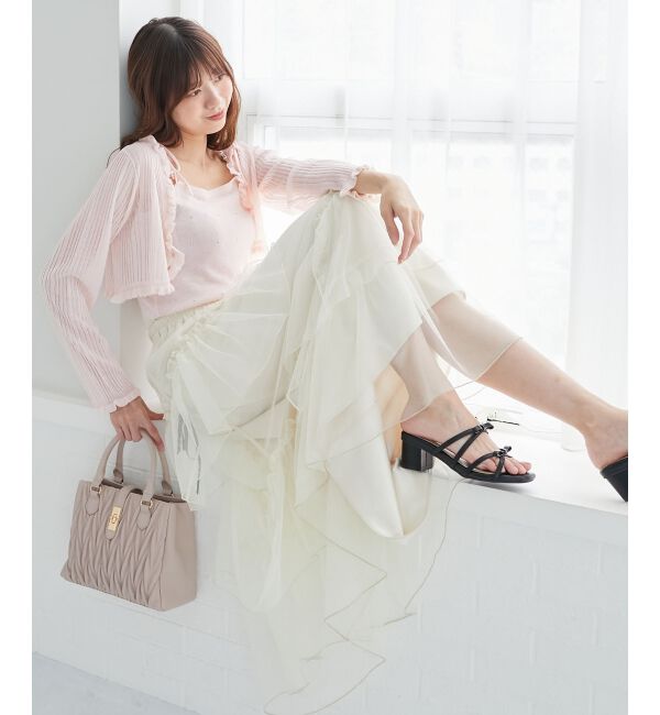  「パールチェーンキャミセットフリルカーデ」|カーディガン|