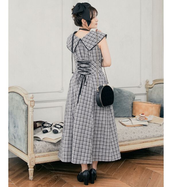  「チョーカーセットビッグカラーワンピース」|ワンピース|