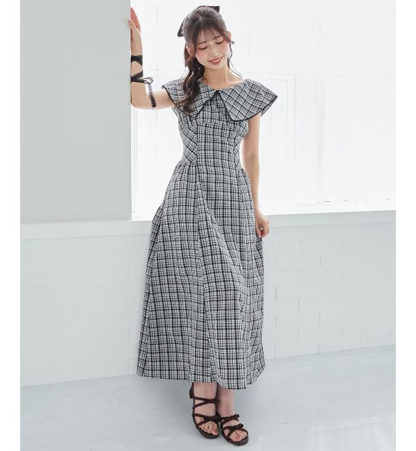  「チョーカーセットビッグカラーワンピース」|ワンピース|