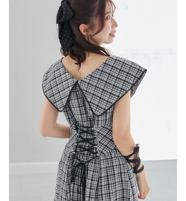  「チョーカーセットビッグカラーワンピース」|ワンピース|