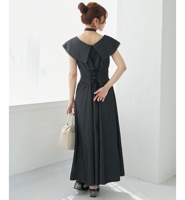  「チョーカーセットビッグカラーワンピース」|ワンピース|