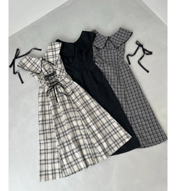  「チョーカーセットビッグカラーワンピース」|ワンピース|