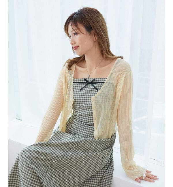  「キラキラボタンシアーカーディガン」|カーディガン|イエロー