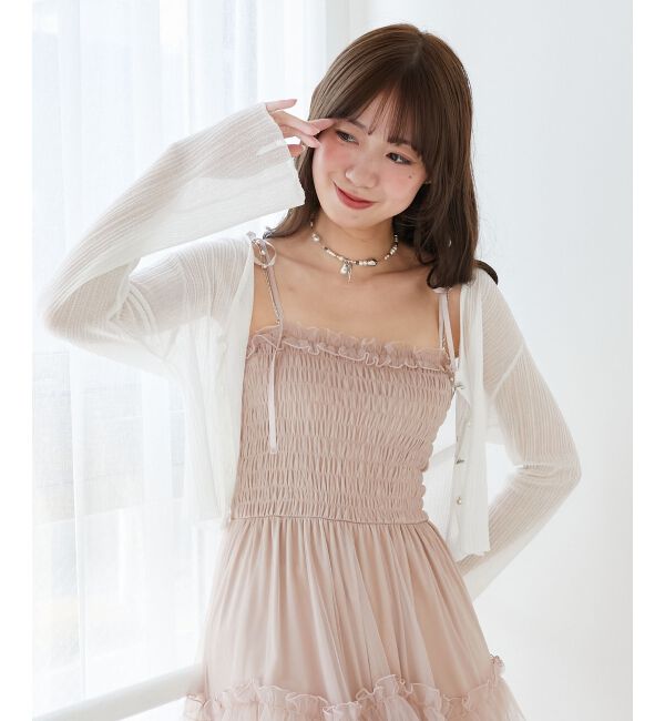  「キラキラボタンシアーカーディガン」|カーディガン|