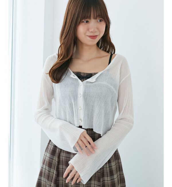  「キラキラボタンシアーカーディガン」|カーディガン|