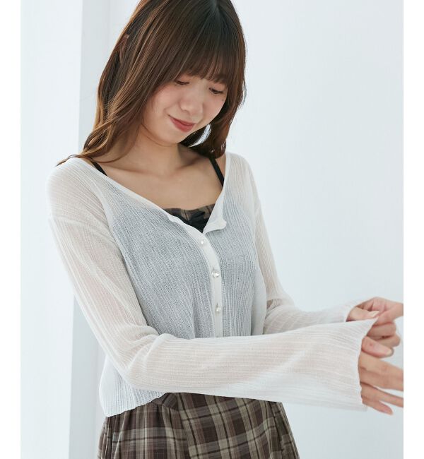  「キラキラボタンシアーカーディガン」|カーディガン|