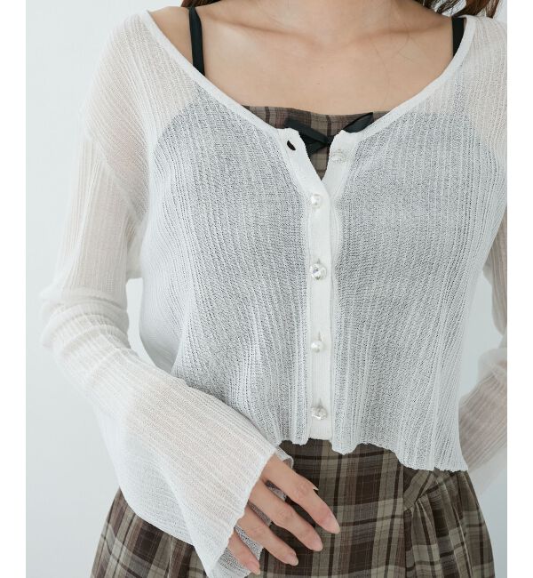 「キラキラボタンシアーカーディガン」|カーディガン|