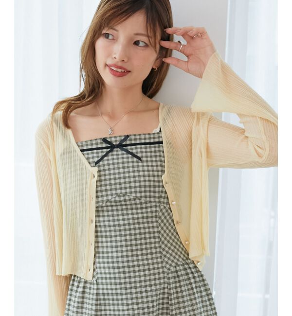  「キラキラボタンシアーカーディガン」|カーディガン|