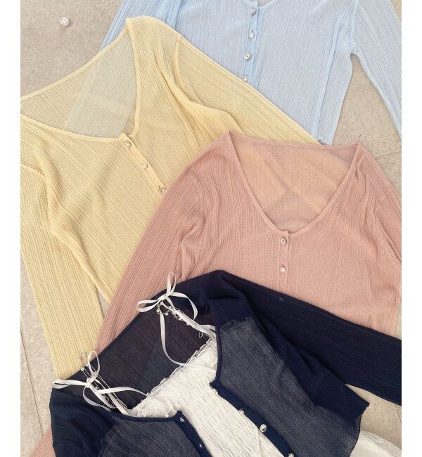  「キラキラボタンシアーカーディガン」|カーディガン|