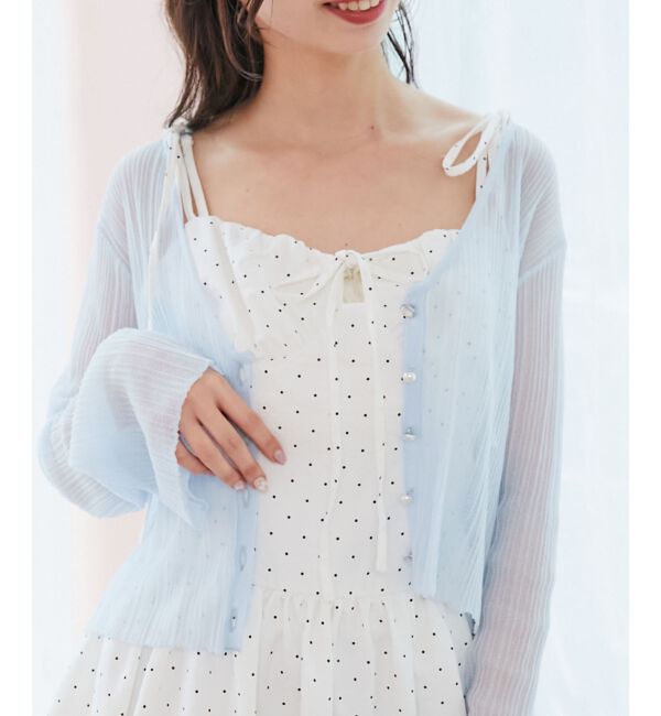  「キラキラボタンシアーカーディガン」|カーディガン|ブルー